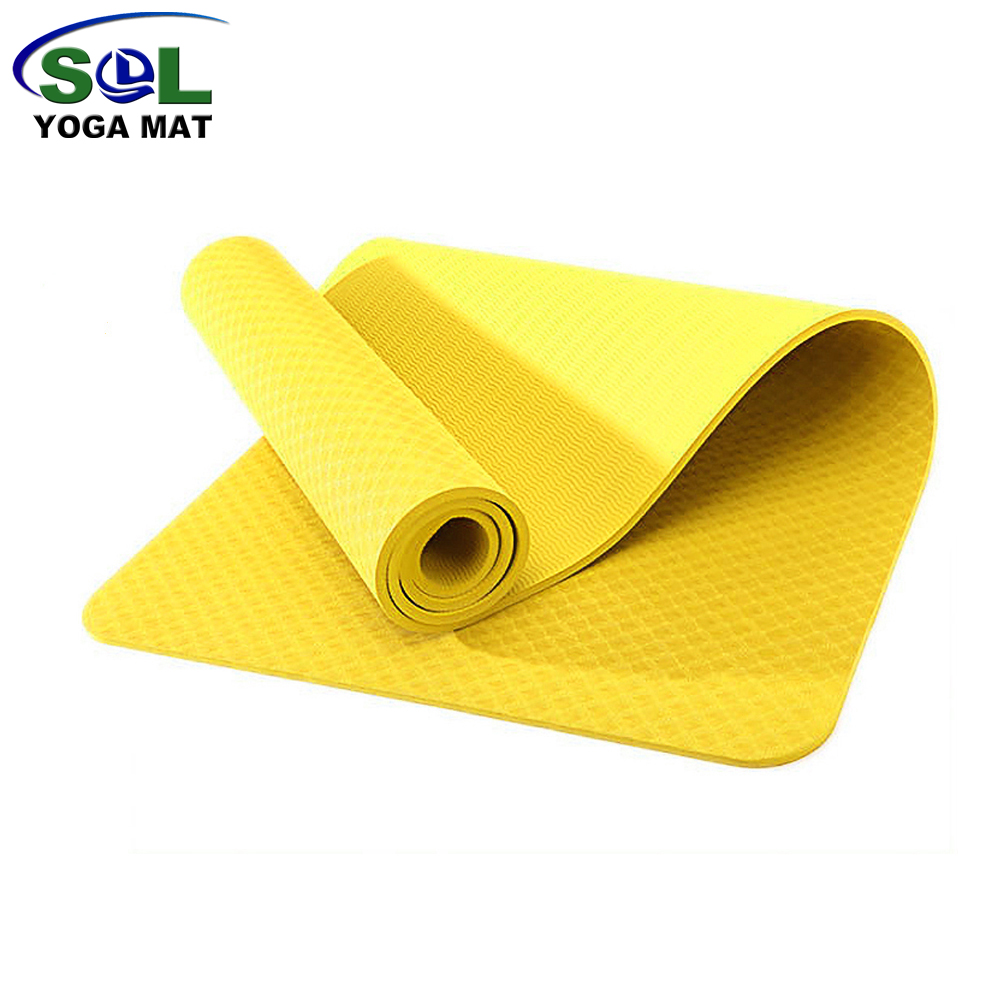 SOL manufacturer GYM rubber Anti-slip eco friendly hot high quality solid color TPE yoga mat