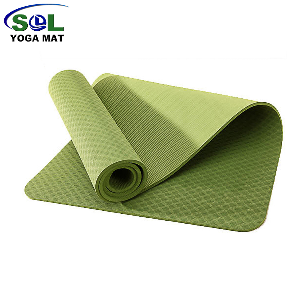 SOL manufacturer GYM non-slip eco friendly high quality solid color TPE yoga mat for beginners