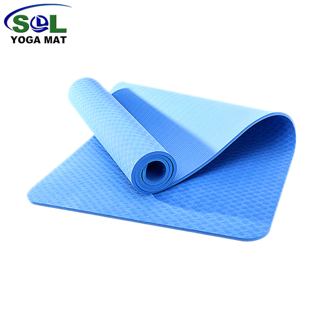 SOL manufacturer GYM rubber Anti-slip eco friendly high quality solid color TPE yoga mat for beginners