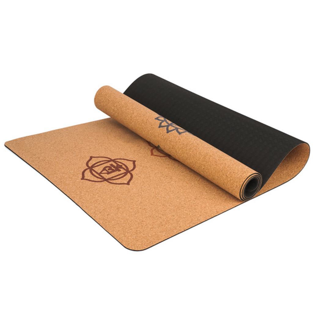 Recycle 5mm Thick Anti Slip Fitness Exercise Eco Friendly Natural Rubber Cork Yoga Mat With Logo