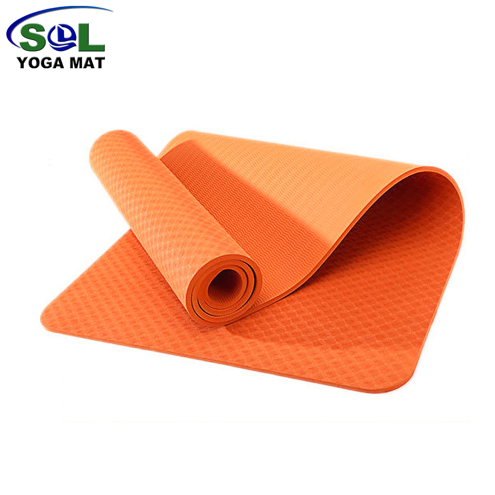 SOL manufacturer GYM rubber Anti-slip eco friendly hot high quality solid color TPE yoga mat
